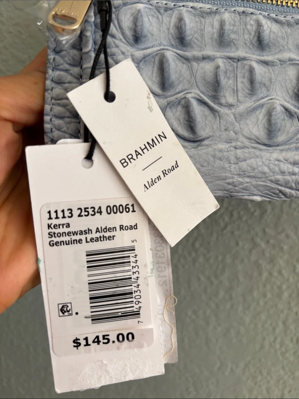 Brahmin Kerra Croc-Embossed Leather Wallet blue